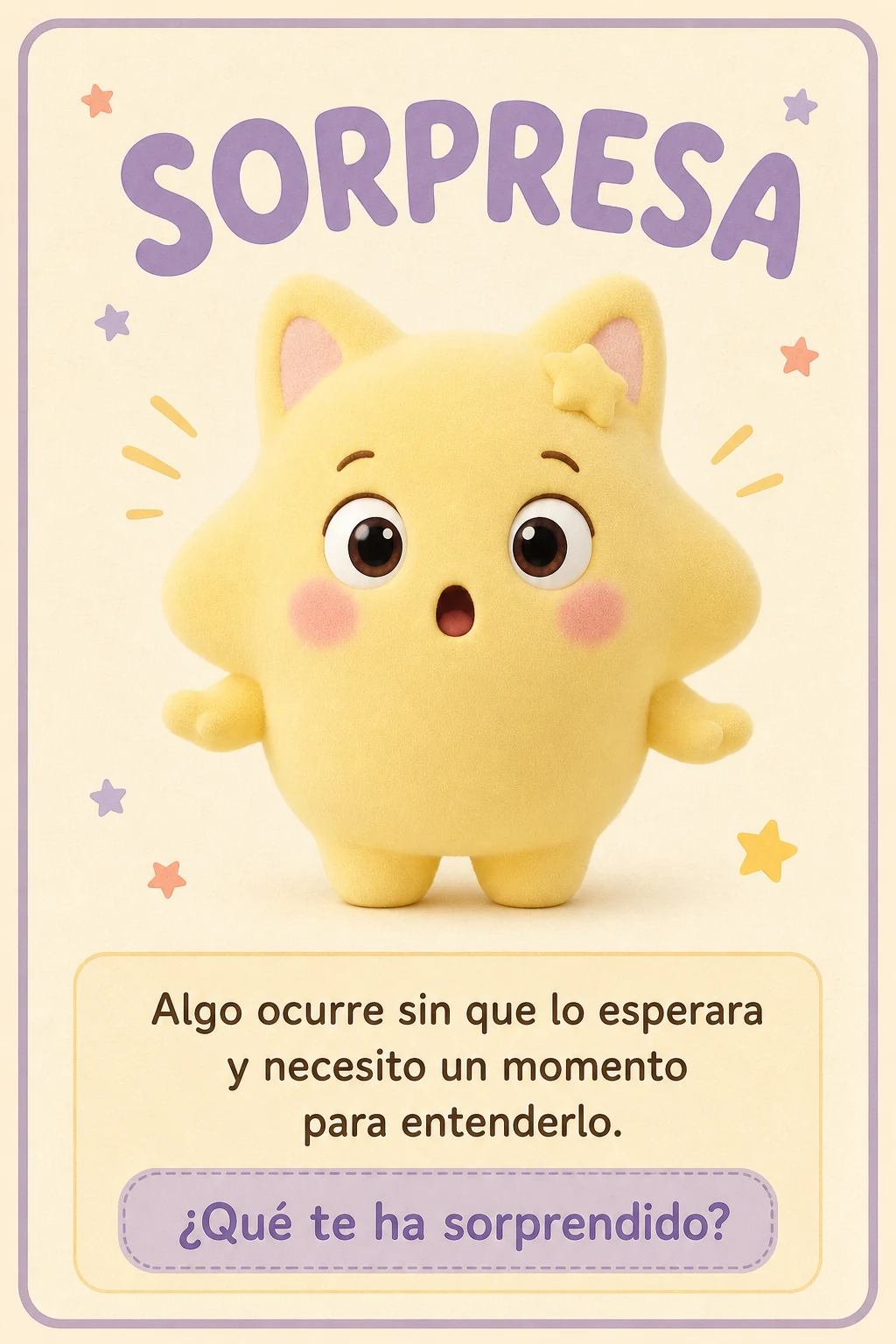 Tarjeta Sorpresa con Luma. Algo ocurre sin que lo esperara y necesito un momento para entenderlo. ¿Qué te ha sorprendido?