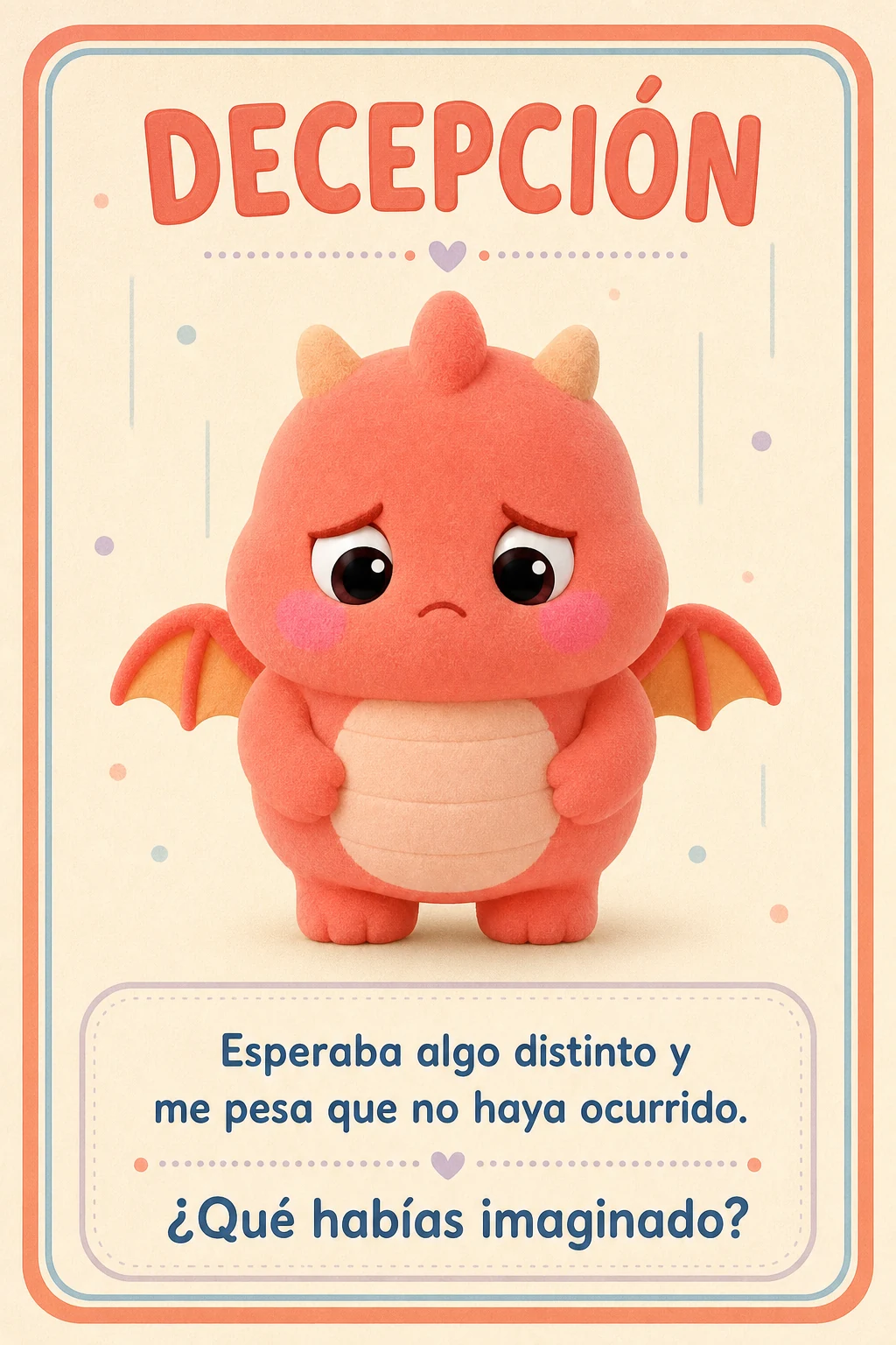 Tarjeta Decepción con Chispa. Esperaba algo distinto y me pesa que no haya ocurrido. ¿Qué habías imaginado?